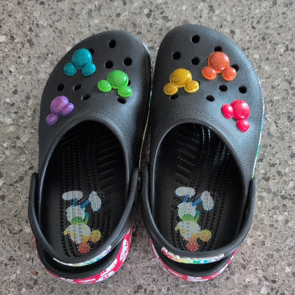 CROCS Kids Black and Multicolor Mickey Mouse Sandals